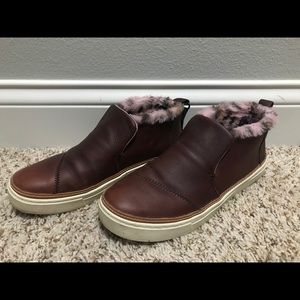 TOMS Brown Leather and Black Croc Embossed